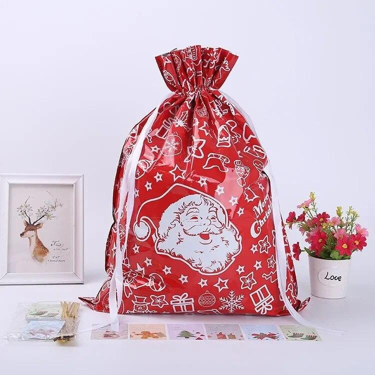Christmas Gift Bag Pouches Extra Large New Year Gift Candy Bags Laser Printing For Christmas Package Decoration PE Xmas Bag