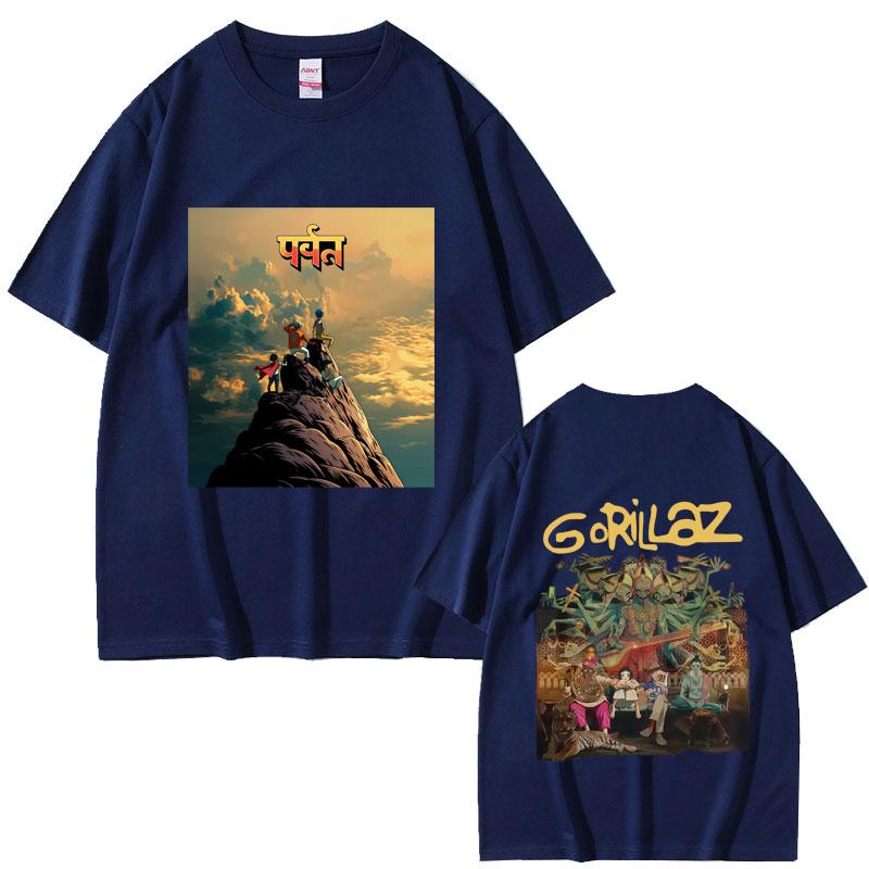 Rock Band Gorillaz The Mountain Tour 2026 Tshirt Unisex Women Vintage Soft Cotton T Shirts Male Casual Oversized Crewneck Tshirt