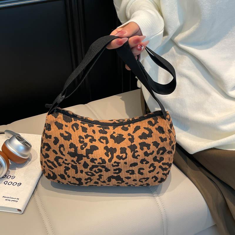 Ladies Corduroy Shoulder Bag With Letter Print Compact Crossbody For Casual Travel