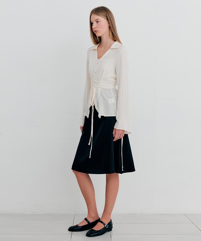 Itove Seoul Tencel Flare Midi Skirt Bk
