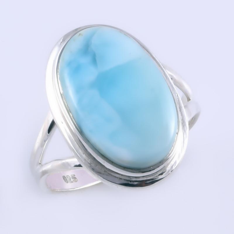 Кольцо из серебра 925 пробы с драгоценным камнем Natural Republic Larimar, размер 7,5 дюйма, h7k50