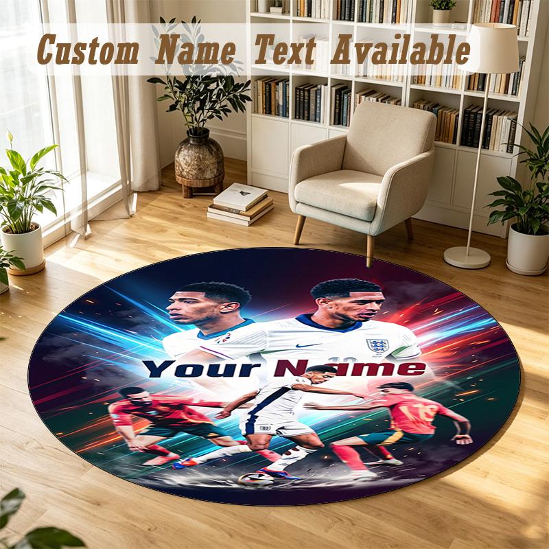 Round Rug Custom NameJude Bellingham Pattern Non Slip Carpet Home Floor Decor