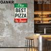 Vintage Art Food Poster Metal Tin Sign The Best Pizza In Town Wall Decor Metal Signs for Pub Bar Restaurant Wall Decor Plaque