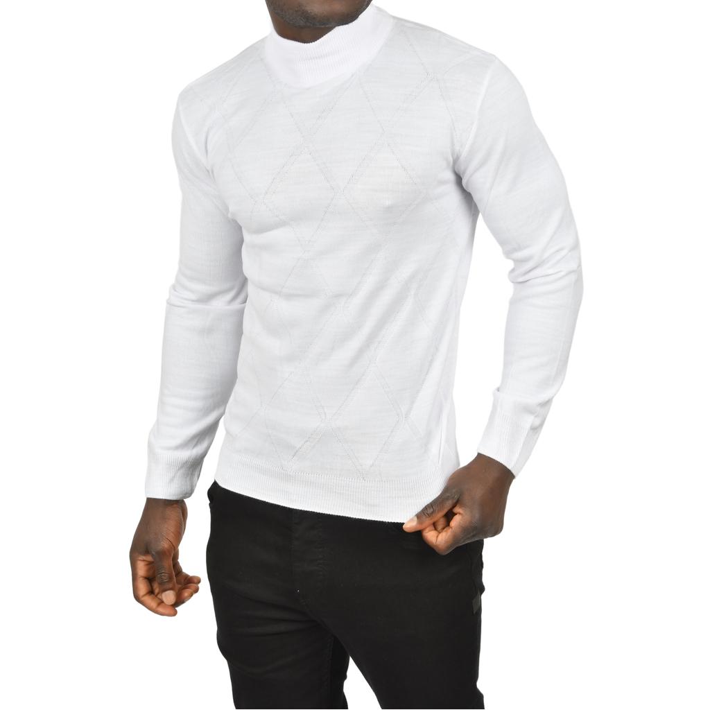 DeepSEA Baklava Desenli Yarım Balıkçı Yaka Boğazlı Triko Kazak 2505508