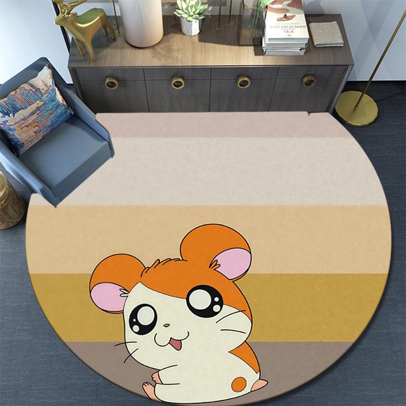 Hamtaro2 Round Area Rug,Carpet Rug for Living Room Bedroom Sofa Playroom Decor,Non-slip Floor Mat
