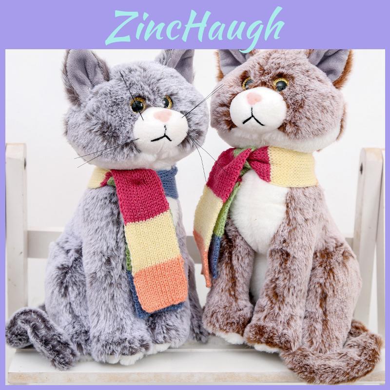Animal Plush Cat Figure With Scarf 28cm Plush Stuffed Toy For Home Decor And Collectors