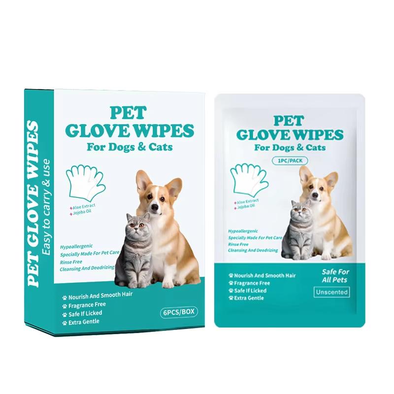 Cat Body Cleaning Soft Pet Wipes Glove Unscented Hypoallergenic Rinse Free Deodorizing Waterless Bath for Indoor Cats