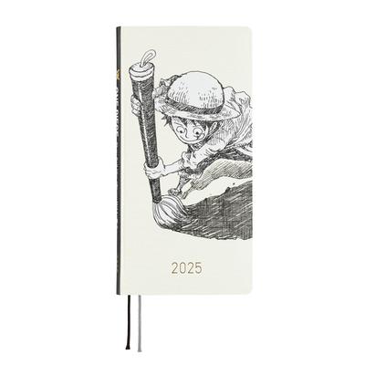 Почти ежедневник 2025 недели Японский ONE PIECE Шляпа Луффи СЛОНОВАЯ КОСТЬ Начало в январе Недельный планер Неделя слева Тонкий вертикальный журнал/Солома