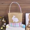 Корзина для пасхального кролика, клетчатая ткань, детская корзина для хранения, многоразовая детская сумка для пасхальных яиц, для ежедневного использования на вечеринке
