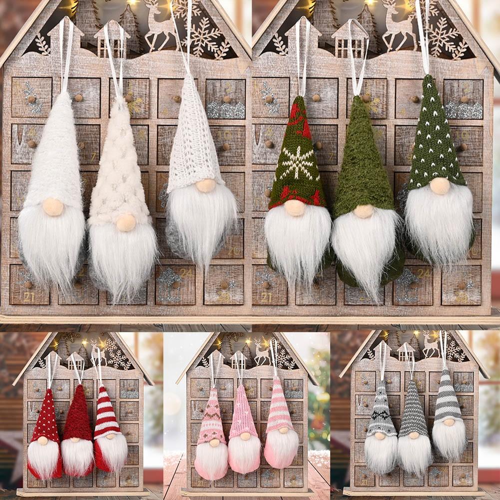 Holiday themed Xmas Tree Hanging Gnome Plush Gonk Santa Doll Ornaments