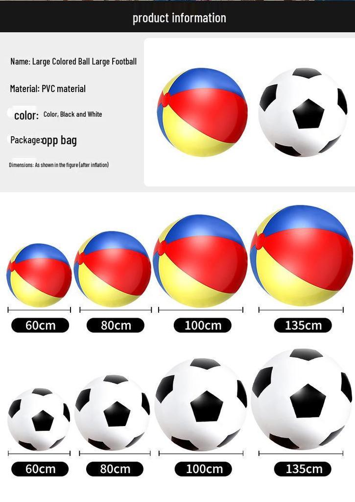Large Inflatable Three-Color Beach Ball for Outdoor Fun and School Sports Activities