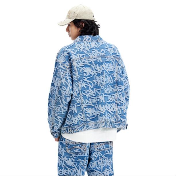 Li-Ning All-Over Print Denim Jacket 'Denim Blue' Men's AJDU141-1