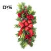 Christmas Stair Swag Teardrop Trim Christmas Staircase Swag Wreath with Bow Artificial Pine Branch Swag for Holiday Home Decoration