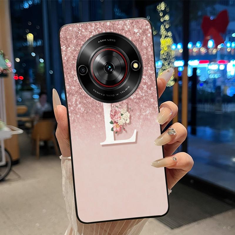 Anti-scratch Soft Case For ZTE Blade A75 5G/ Nubia Focus 5G Custom Name A to Z Letter With Flower Starry Sky Pattern Casing