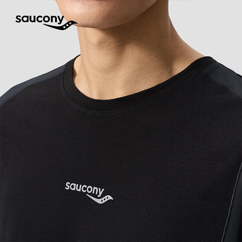 SAUCONY Мужская сетчатая футболка с коротким рукавом из шерсти мериноса