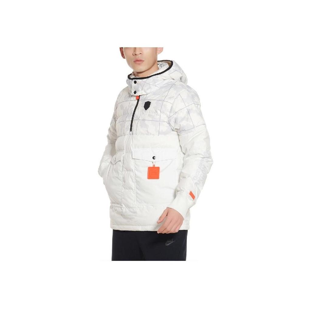 Nike Мужская пуховая куртка LeBron Hybrid Stay Warm с капюшоном на молнии до середины, в клетку, белая AT3905-121