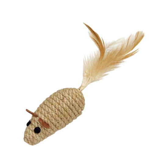 Natural Sisal Toy for Cats Handwoven Sisal Balls Mice Toys with Feather/Bell Interactive Cat Scratcher Chew Toy for Kitten Kicker