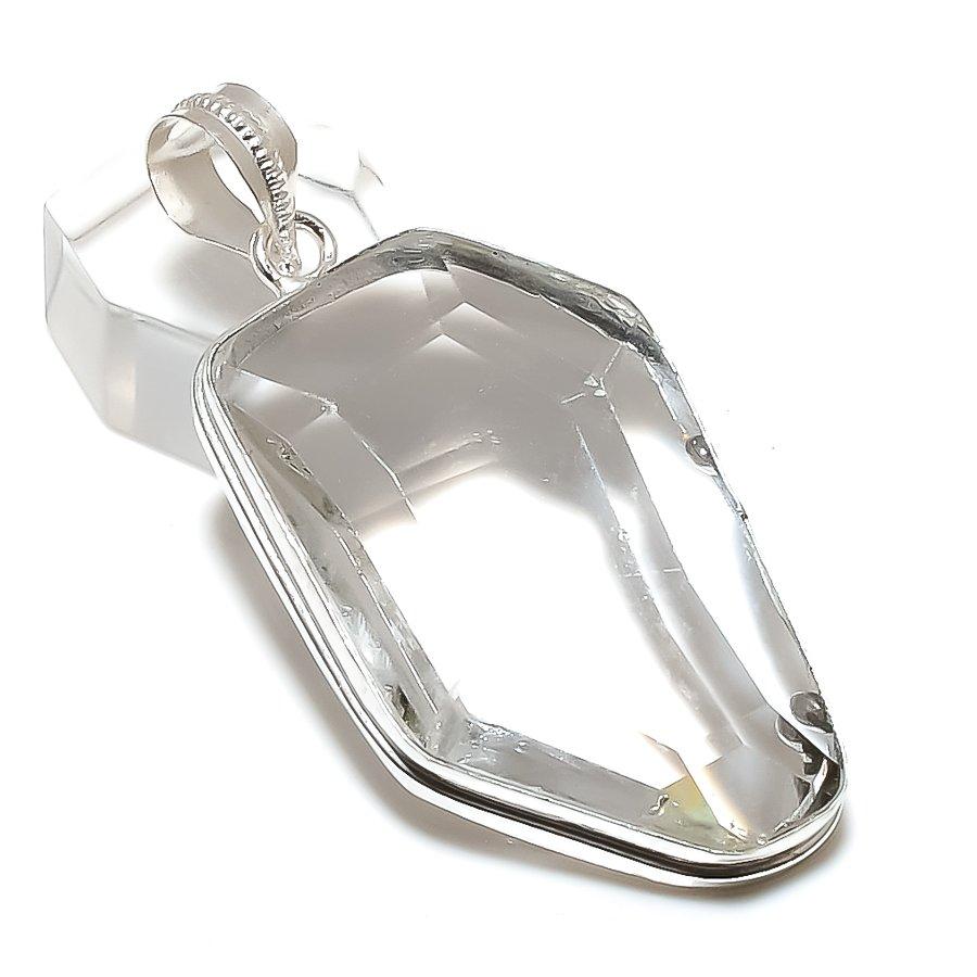 Подвеска из стерлингового серебра 925 пробы с белым топазом, ручная работа, 2,36 дюйма, B7V98