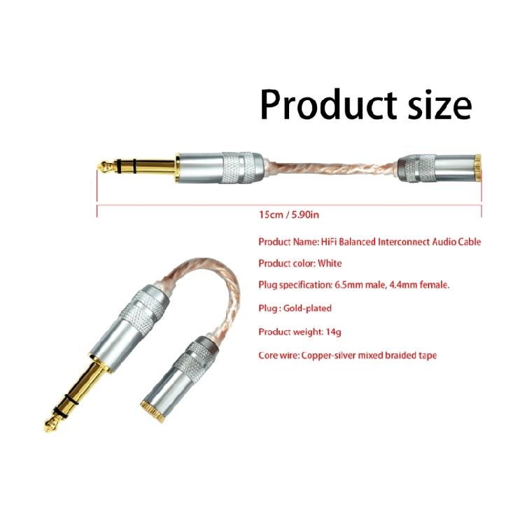 Professional 6.35mm to 4.4mm Balanced Adapter Cable Male to Female Connection Line for Portable Use with HiFi Gear