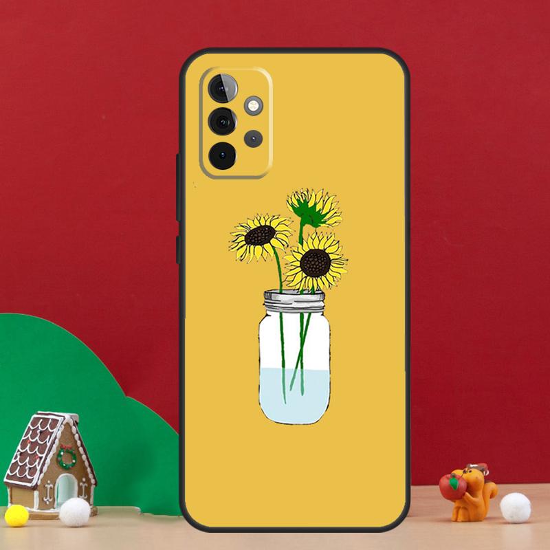 Цветочный чехол с ромашками и подсолнухами для Samsung Galaxy A56 A33 A13 A36 A23 A52 A32 A12 A54 A34 A14 A16 A53 A15 A35 A55 A17