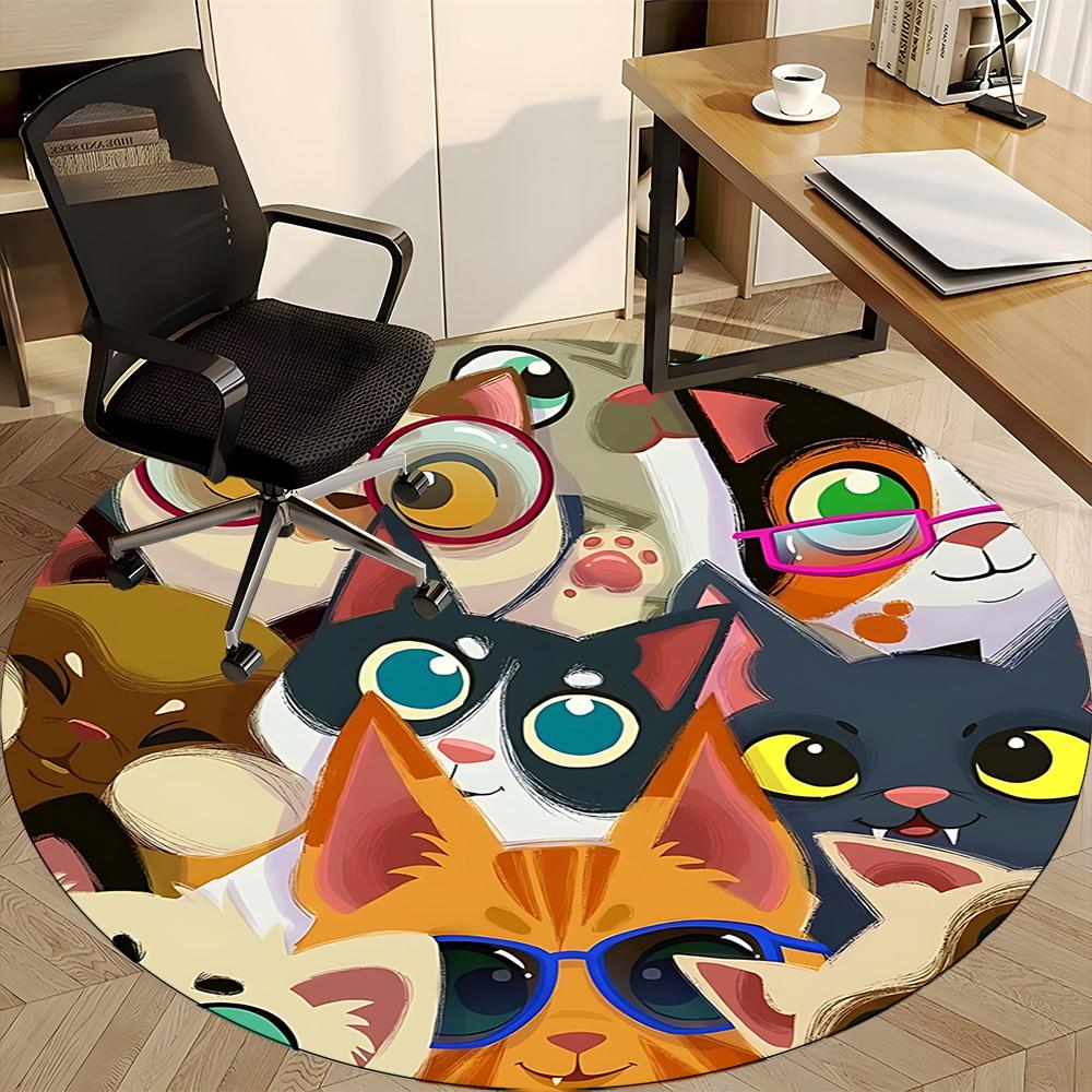1pc Cat Print Chair Carpet for Office Machine Washable Rug for Office, Good Gift for Family or Friends yy251225178