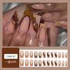 Набор из 24 блестящих ногтей, накладные с клейкими полосками, корейский милый черный дизайн в виде сердца, накладные ногти с полным покрытием для девочек и женщин