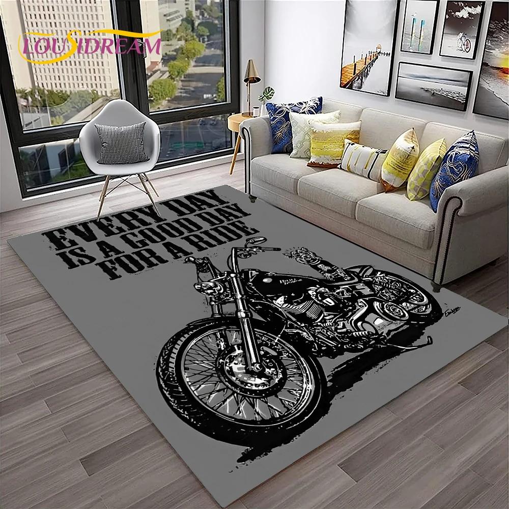 Vintage Motorcycle Retro Carpet Rug for Home Living Room Bedroom Playroom Sofa Doormat Decor,Kid Area Rug Non-slip Floor Mat