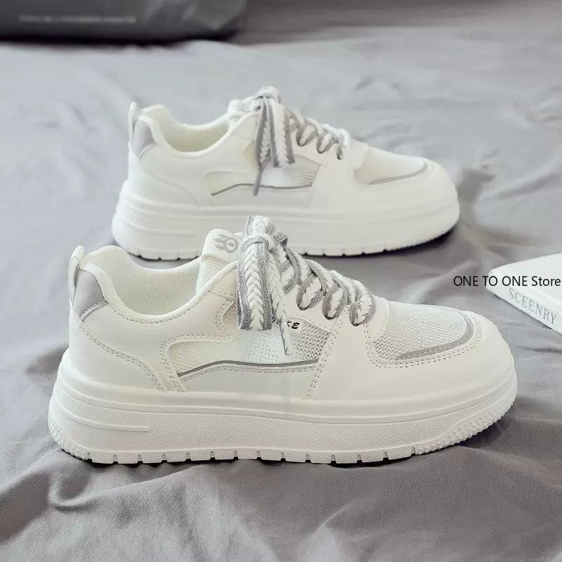 Кроссовки на платформе для бега, новинка 2024 года, женские теннисные туфли, женские прогулочные массивные кроссовки, белые повседневные вулканизированные туфли