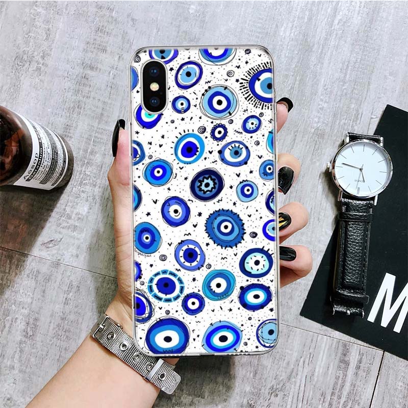 Счастливый синий глаз от сглаза Чехол для телефона Для iPhone 17 Air 16 15 Plus 11 14 Pro Max 13 Mini 12 7 8 + SE Узорный Арт Индивидуальный Чехол 17 Ai