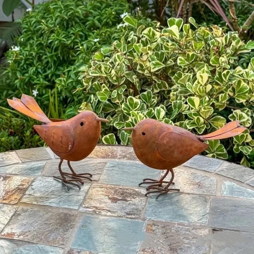 Rusty Metal Bird Sculptures Funny Garden Bird Decoration Iron Art Bird Ornaments Home Decoration