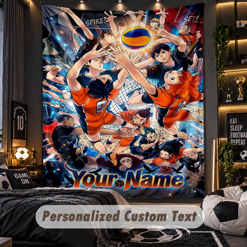Personalized Wall Tapestry,Haikyuu Custom Printed Name, Fabric Wall Art For Indoor Room Backdrop