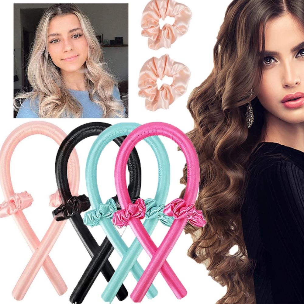 Ремешок на голову для женских длинных бигуди, набор для ночной завивки волос, 1 набор ленивых бигуди с 2 кольцами для завивки волос