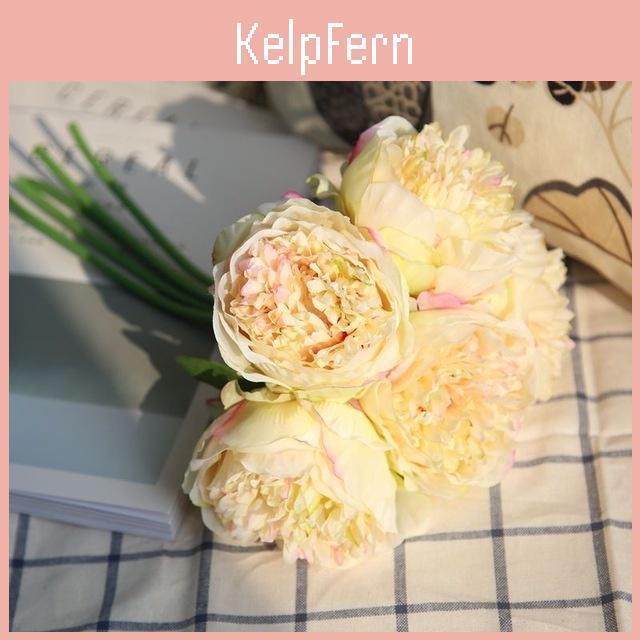 Peony 5 Heads Silk Artificial Flowers Bouquet Bridal Wedding Floral Home Decoration