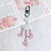 Cute Cherry Blossom Fan Keychain, Handmade Beaded Flower Bag Charm Alloy Acrylic Car Pendant Gift for Women Girls Birthday