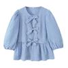 Kaslead New Arrival Women's Clothing Fashion Style Fashion Casual Minimalist Bowknot Long Sleeves Shoelace Small Top