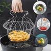 Deep Fryer Household Deep Frying Filter Household Kitchen Drain Basket French Fries Chicken Nuggets Filter Spoon Stainless Steel Folding Basket