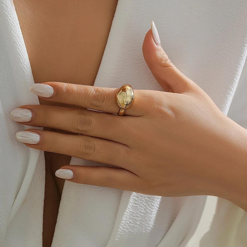 Преувеличенные большие полые геометрические овальные кольца для женщин, креативные регулируемые матовые кольца на палец, модные эффектные украшения для девочек