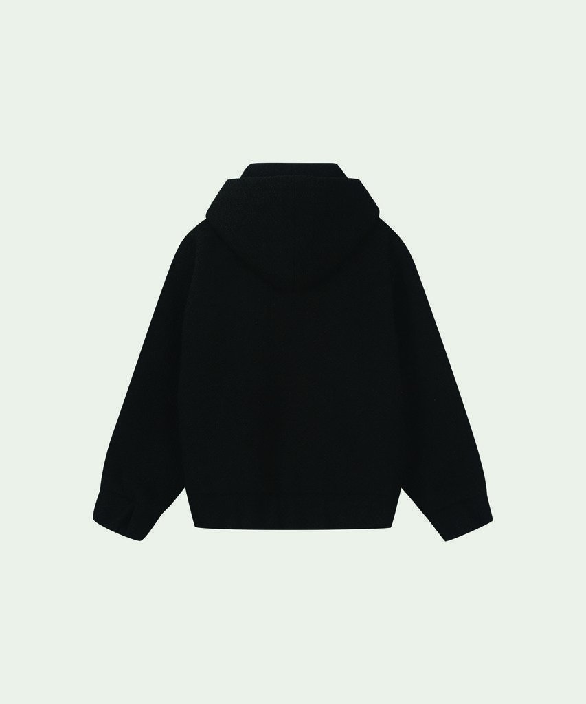 Lemone Tweed Hooded Zip-Up / Black