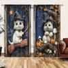 2 шт. Милая занавеска с рисунком кошки, ведьмы, метлы и тыквы для домашнего декора - карманная штора для украшения окна на Хэллоуин