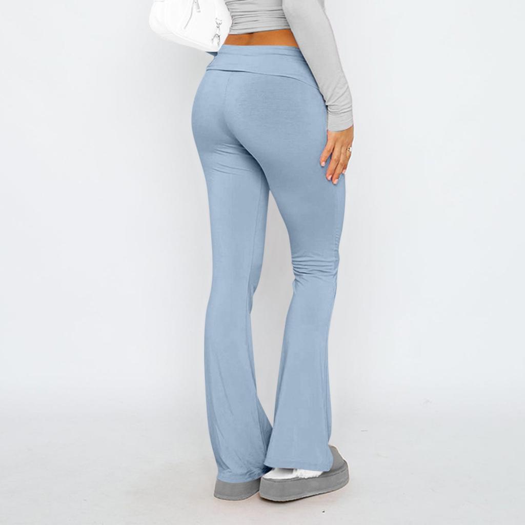 Женские модные однотонные облегающие брюки-клеш с низкой талией и эластичной резинкой на талии