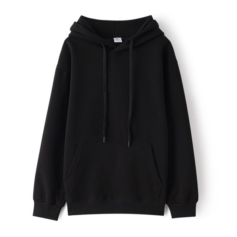 Unisex Loose Fit Solid Color Hooded Pullover Sweatshirt Autumn Winter