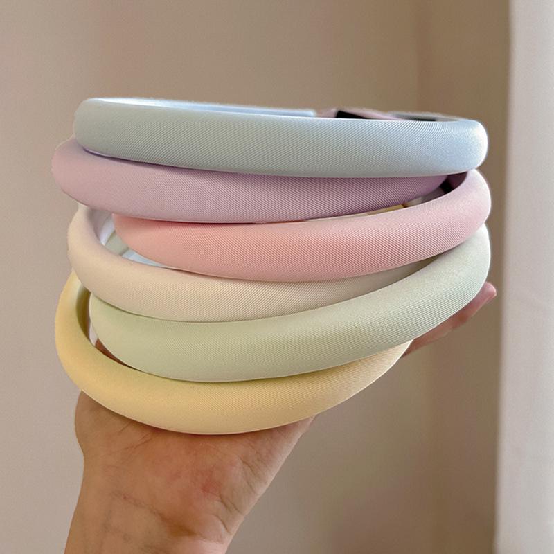 Korean Macaron Sponge Headband for Women Narrow Edge Face Wash Hair Band Girl Simple Hair Hoop