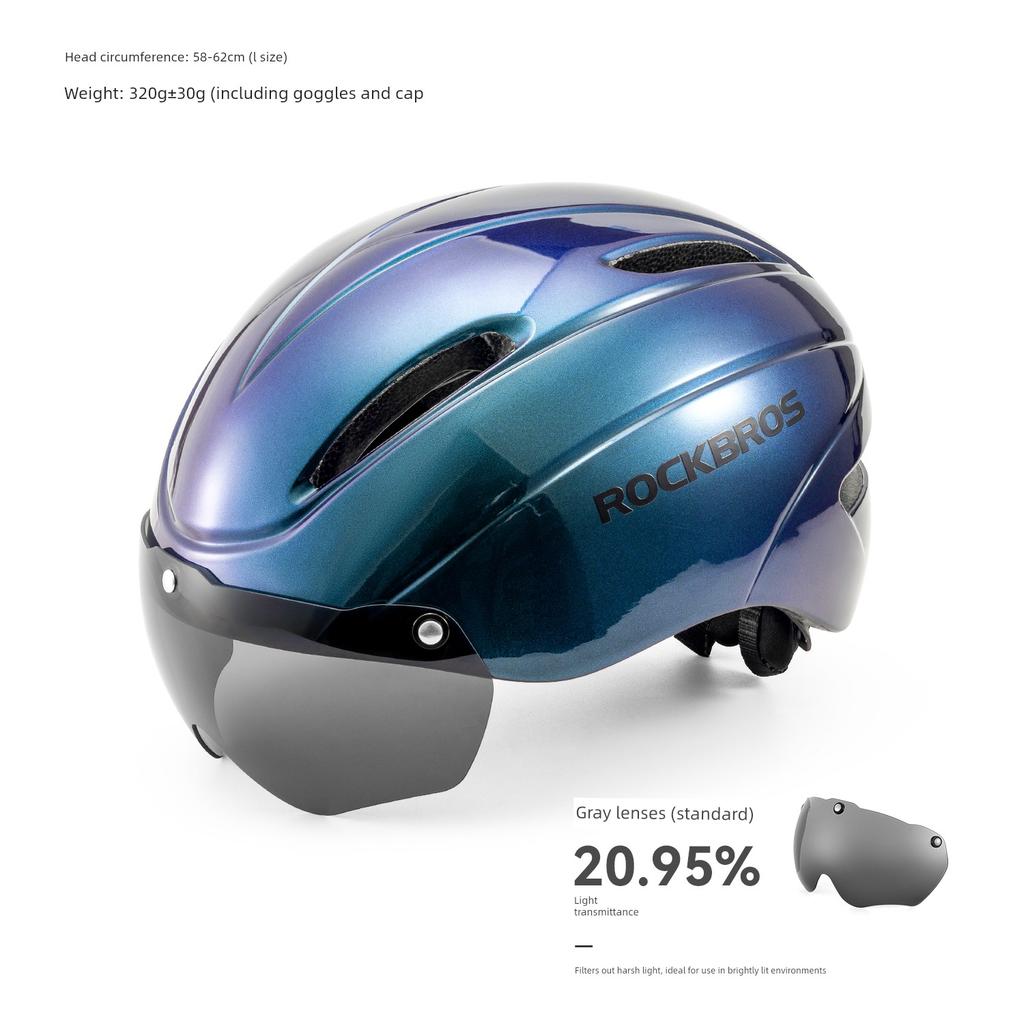 Rock Brothers Bicycle Helmet One-Piece Goggles Cycling Helmet Road Mountain Bike Safety Helmet for Men and Women