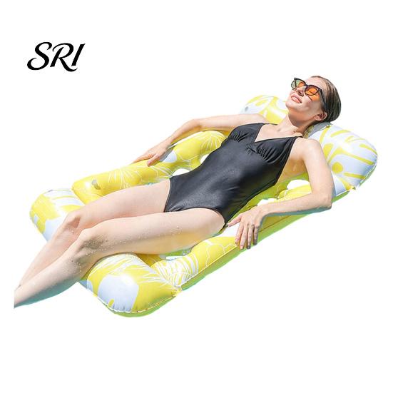 Travel-friendly Pool Float Inflatable Mat with Hole Headrest Adults Size Foldable Water Toy Floating Lounger Raft Summer Swimming Party Beach