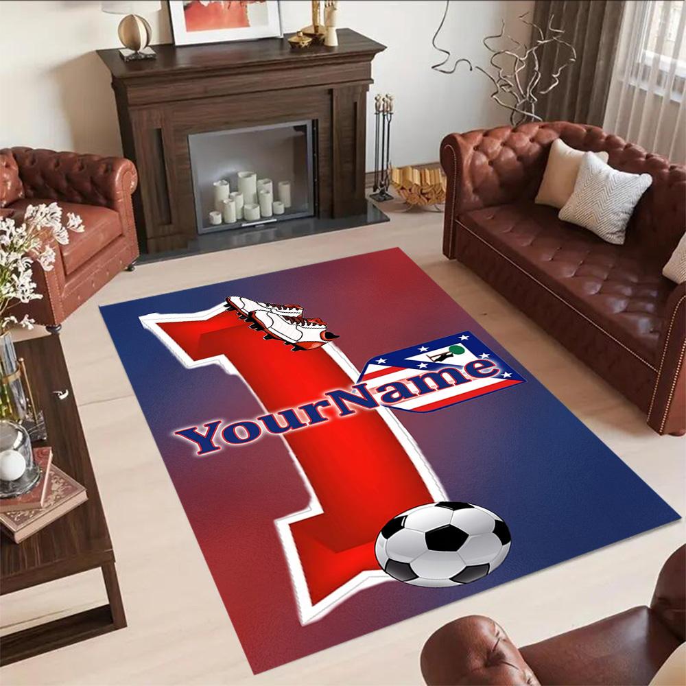 Atletico Madrid Personalized Text Carpet Design for Foyer Entryway Living Rooms Game Room Anti-slip Rug Decorate Offices Wedding Party Gift
