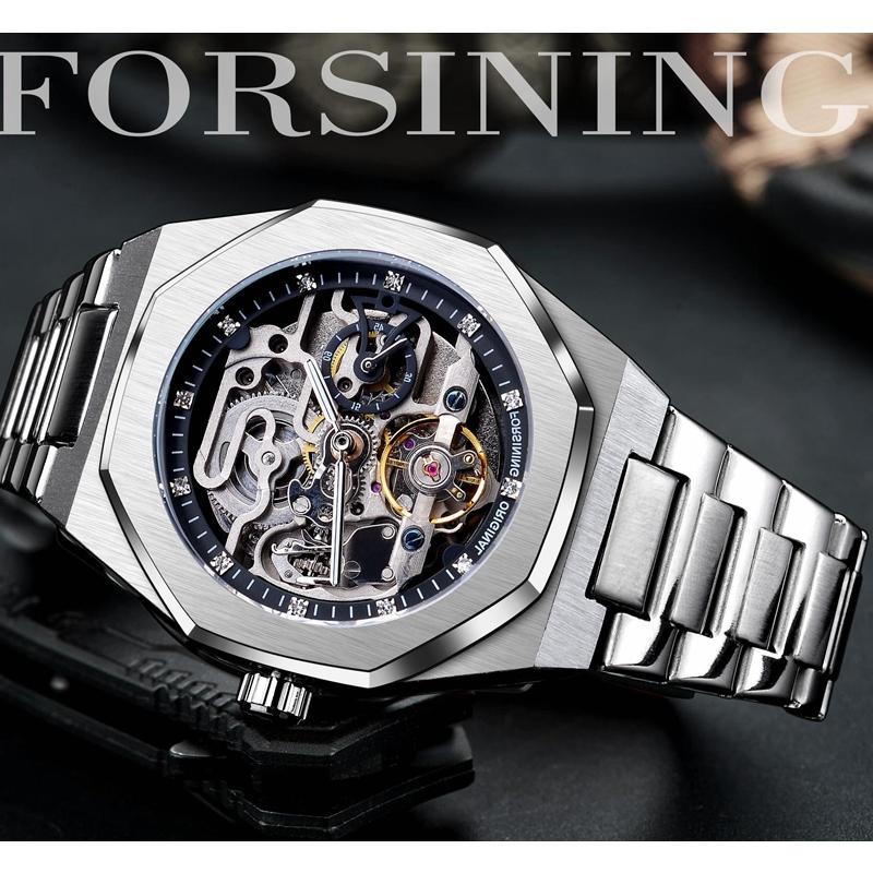 Механические часы Tourbillon Skeleton в стиле стимпанк, мужские наручные часы, водонепроницаемые, автоматические, деловые, роскошные