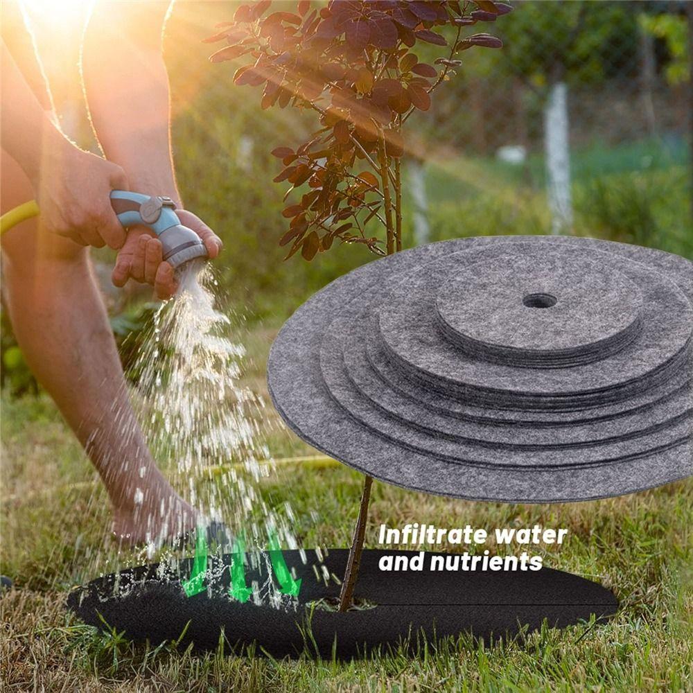 20pcs Degradable Round Weeds Barrier Mats Breathable Weeds Mulch Ring  For Garden Tree Protection
