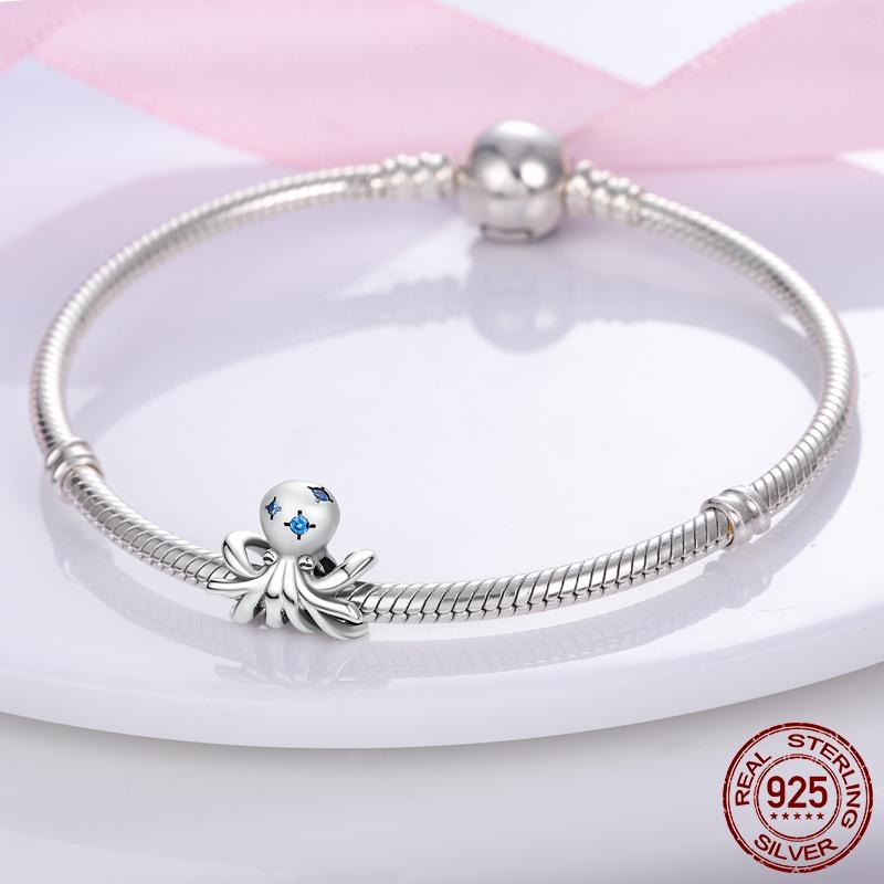 Pulsera 925 Sterling Silver Charm Octopus Cuttlefish Beads Fit Fashion Charms Silver Plata De Ley 925 Original Bracelet Jewelry