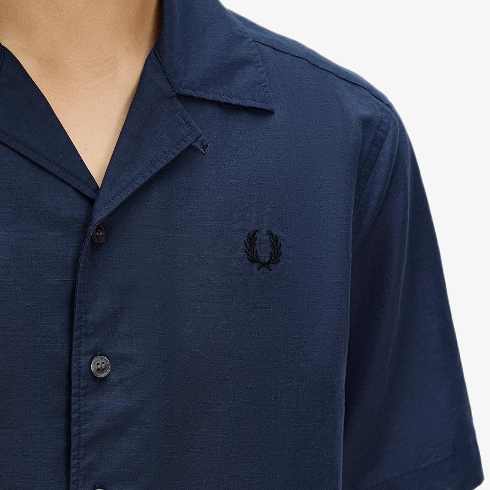 FRED PERRY [Sharp] Linen Blend Revere Collar Shirt - Dark Air Force Afpm2619894-738
