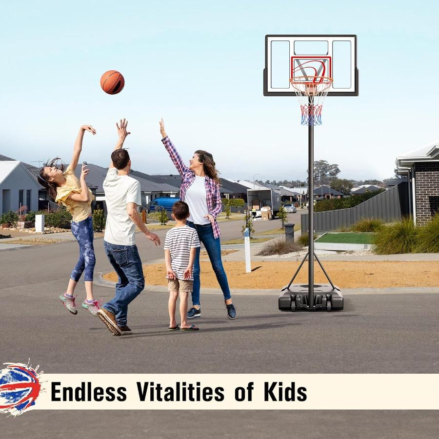 Adjustable Basketball Hoop Outdoor 10FT Basketball Portable Hoops Goals with 44 Inch Backboard for Youth and Adults Perfect for